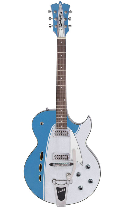 Eastwood Guitars Backlund Rockerbox II DLX Cadillac Green #color_metallic-blue-silver