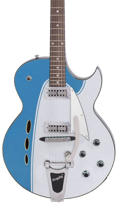 Eastwood Guitars Backlund Rockerbox II DLX Cadillac Green #color_metallic-blue-silver
